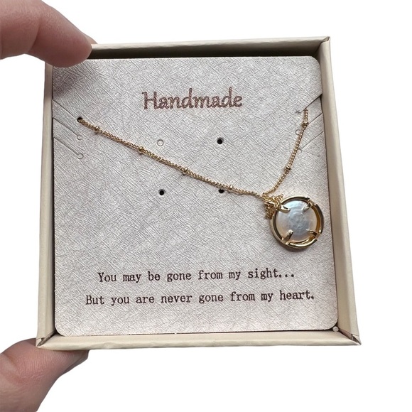 New Round Pearl Pendant Gold Tone Mini Ball Bead Necklace - Picture 6 of 9